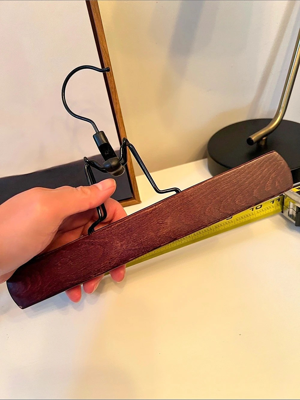 Premium Wooden Pant & Skirt Clamp Hanger - Heavy Duty Luxury Dark Walnut